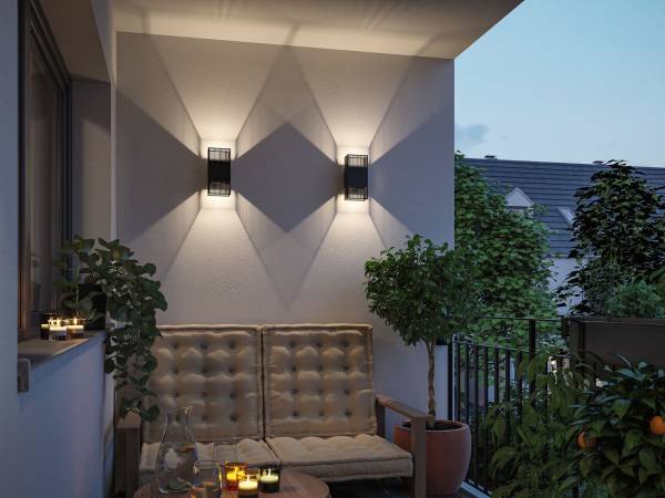 LED-Außenwandleuchte Tharin - Edelstahl - 1-flammig - Schwarz