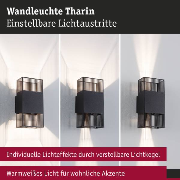LED-Außenwandleuchte Tharin - Edelstahl - 1-flammig - Schwarz