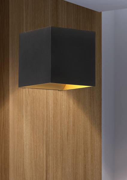 Wandleuchte Newton Square - Aluminium - Schwarz / Gold - 1-flammig