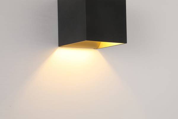 Wandleuchte Newton Square - Aluminium - Schwarz / Gold - 1-flammig