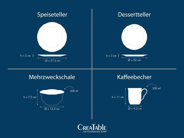 Kombiservice Adelaide 16-teilig - Porzellan - Grau