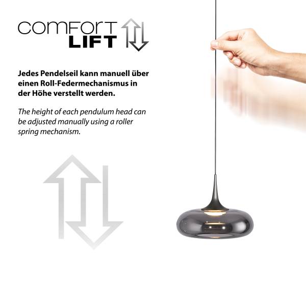 LED-Pendelleuchte Posh - Rauchglas / Eisen - Flammenanzahl: 1