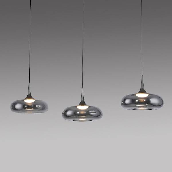 LED-Pendelleuchte Posh - Rauchglas / Eisen - Flammenanzahl: 3