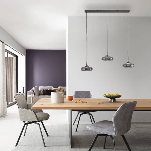 LED-Pendelleuchte Posh - Rauchglas / Eisen - Flammenanzahl: 3