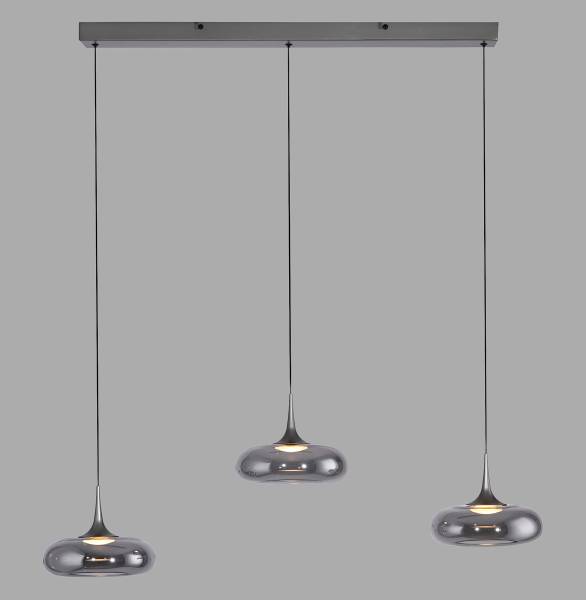 LED-Pendelleuchte Posh - Rauchglas / Eisen - Flammenanzahl: 3