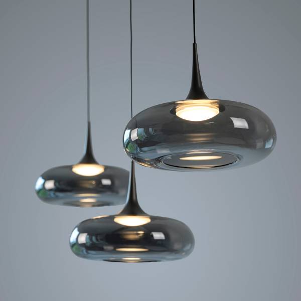 LED-Pendelleuchte Posh - Rauchglas / Eisen - Flammenanzahl: 3