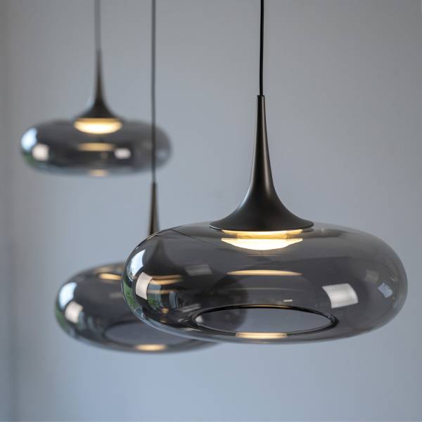 LED-Pendelleuchte Posh - Rauchglas / Eisen - Flammenanzahl: 3