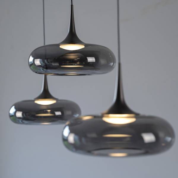 LED-Pendelleuchte Posh - Rauchglas / Eisen - Flammenanzahl: 3