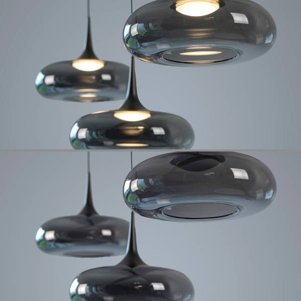 LED-Pendelleuchte Posh - Rauchglas / Eisen - Flammenanzahl: 3