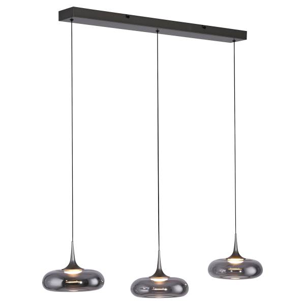 LED-Pendelleuchte Posh - Rauchglas / Eisen - Flammenanzahl: 3