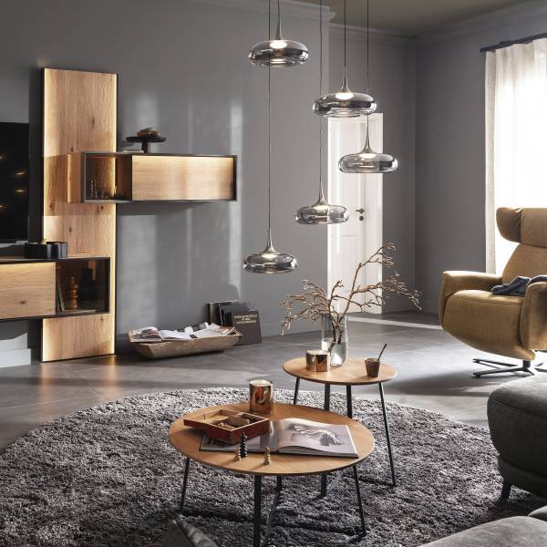 LED-Pendelleuchte Posh rund - Rauchglas / Eisen - 5-flammig