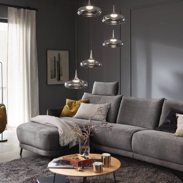 LED-Pendelleuchte Posh rund - Rauchglas / Eisen - 5-flammig