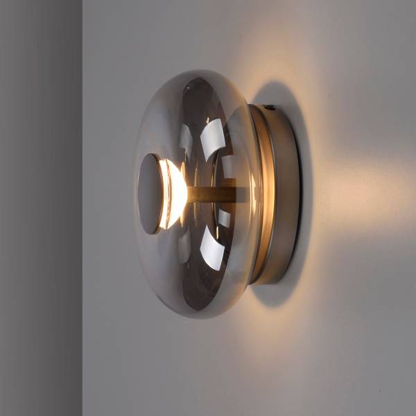 LED-Wandleuchte Posh - Rauchglas / Eisen - 1-flammig