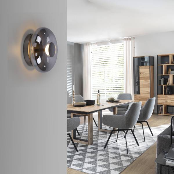 LED-Wandleuchte Posh - Rauchglas / Eisen - 1-flammig