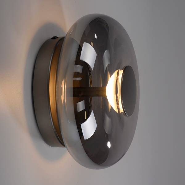 LED-Wandleuchte Posh - Rauchglas / Eisen - 1-flammig