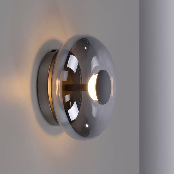 LED-Wandleuchte Posh - Rauchglas / Eisen - 1-flammig
