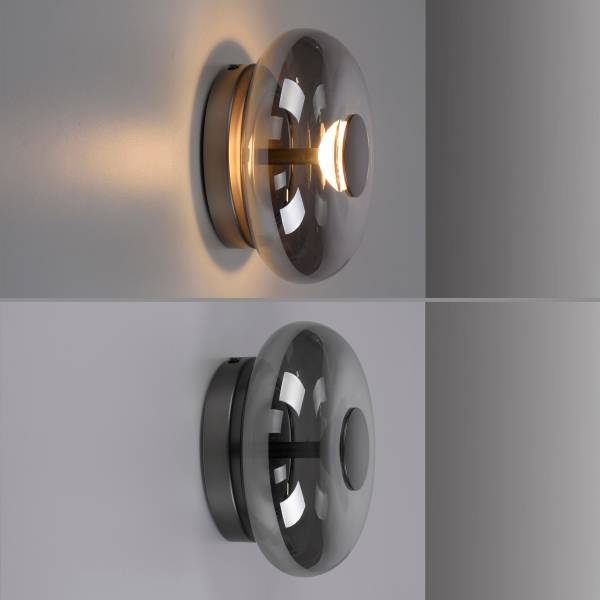 LED-Wandleuchte Posh - Rauchglas / Eisen - 1-flammig