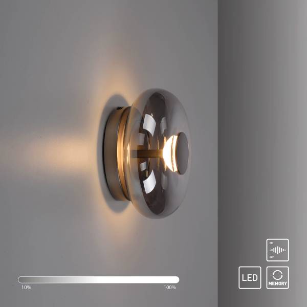 LED-Wandleuchte Posh - Rauchglas / Eisen - 1-flammig
