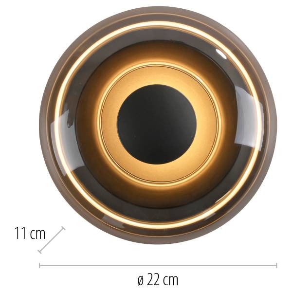 LED-Wandleuchte Posh - Rauchglas / Eisen - 1-flammig