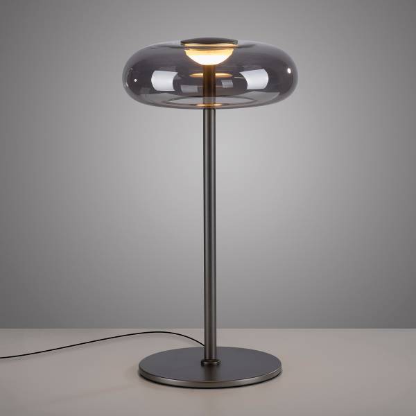 LED-Tischleuchte Posh - Rauchglas / Eisen - 1-flammig