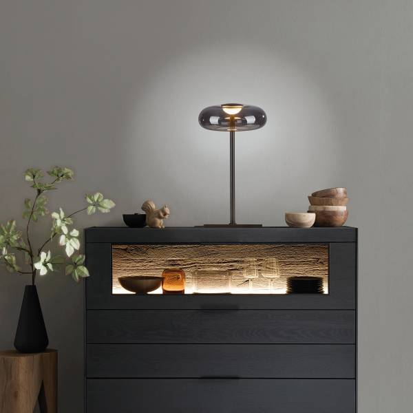 LED-Tischleuchte Posh - Rauchglas / Eisen - 1-flammig