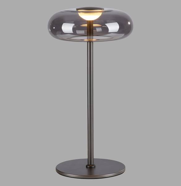 LED-Tischleuchte Posh - Rauchglas / Eisen - 1-flammig