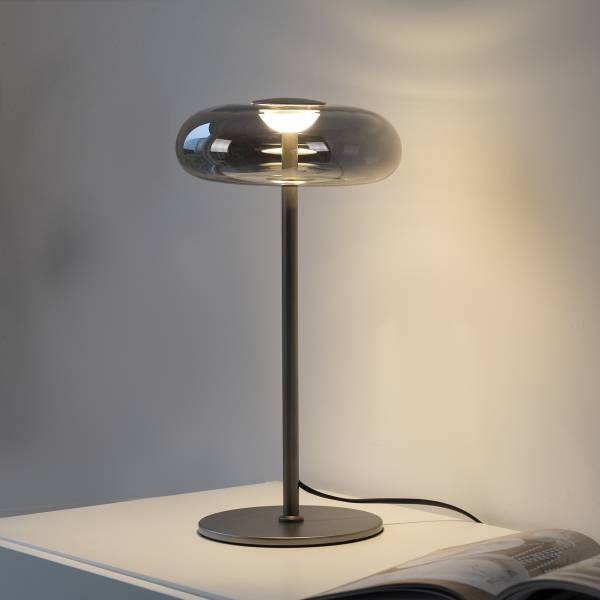 LED-Tischleuchte Posh - Rauchglas / Eisen - 1-flammig