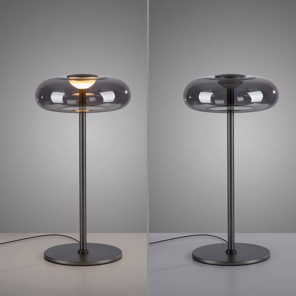 LED-Tischleuchte Posh - Rauchglas / Eisen - 1-flammig