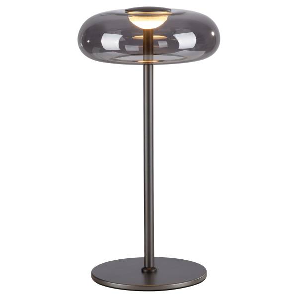 LED-Tischleuchte Posh - Rauchglas / Eisen - 1-flammig