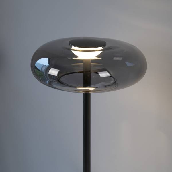LED-Tischleuchte Posh - Rauchglas / Eisen - 1-flammig