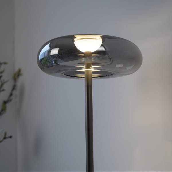 LED-Tischleuchte Posh - Rauchglas / Eisen - 1-flammig