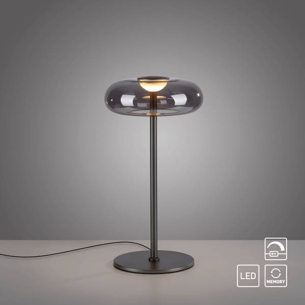 LED-Tischleuchte Posh - Rauchglas / Eisen - 1-flammig