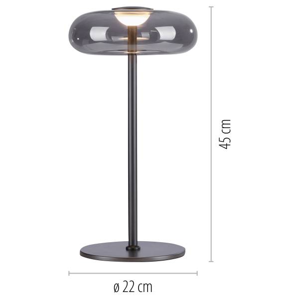 LED-Tischleuchte Posh - Rauchglas / Eisen - 1-flammig