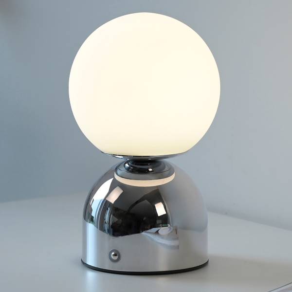 LED-Tischleuchte Rudi - Opalglas / Eisen - 1-flammig - Silber