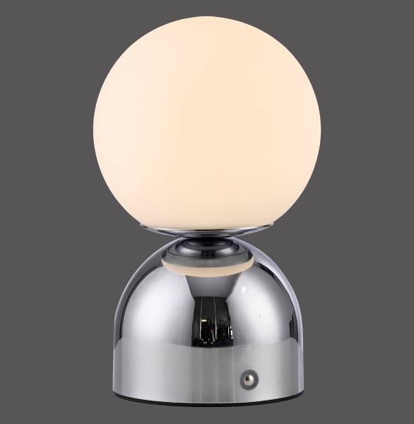 LED-Tischleuchte Rudi - Opalglas / Eisen - 1-flammig - Silber