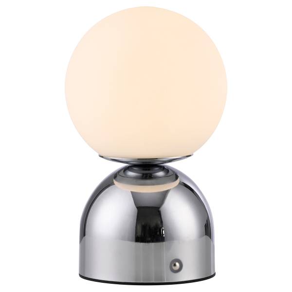LED-Tischleuchte Rudi - Opalglas / Eisen - 1-flammig - Silber