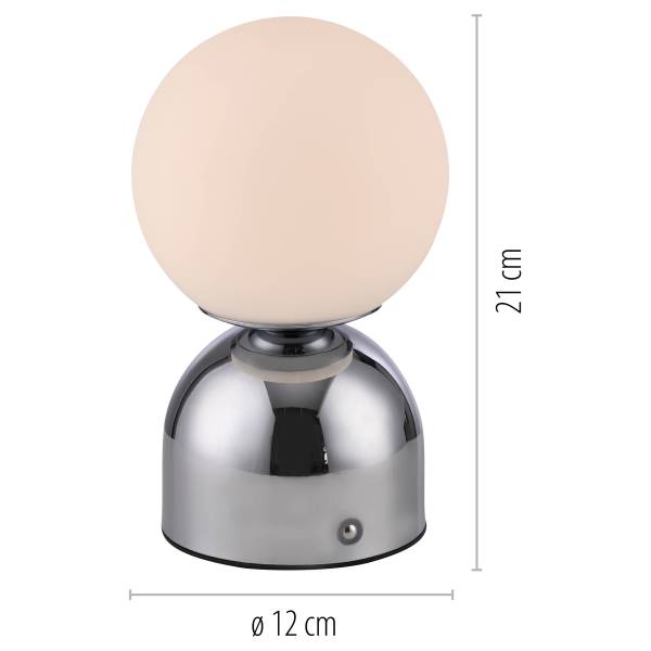 LED-Tischleuchte Rudi - Opalglas / Eisen - 1-flammig - Silber