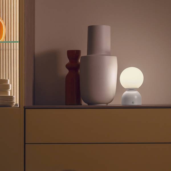 LED-Tischleuchte Rudi - Opalglas / Eisen - 1-flammig - Beige