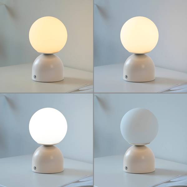 LED-Tischleuchte Rudi - Opalglas / Eisen - 1-flammig - Beige