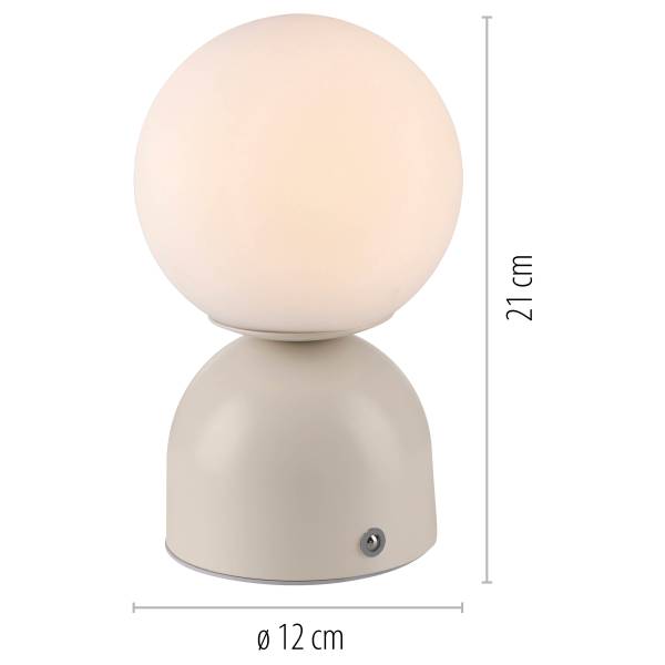 LED-Tischleuchte Rudi - Opalglas / Eisen - 1-flammig - Beige