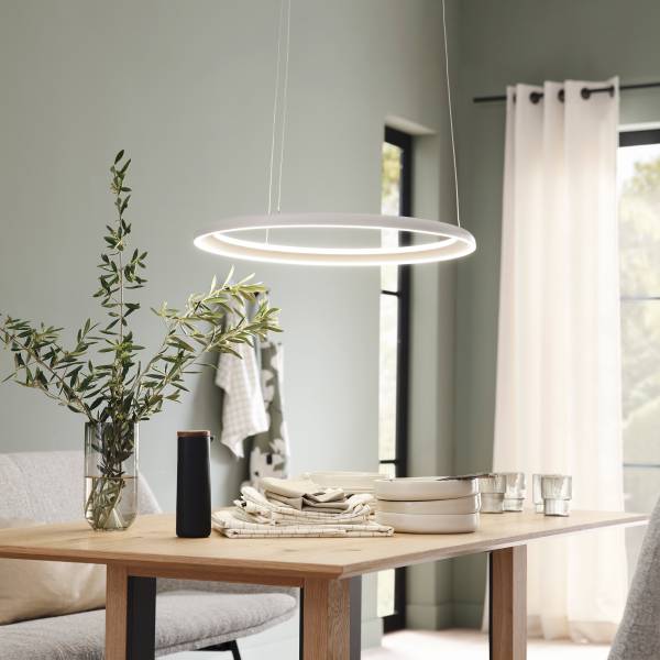LED-Pendelleuchte Quillo - Acrylglas / Eisen - 1-flammig - Beige