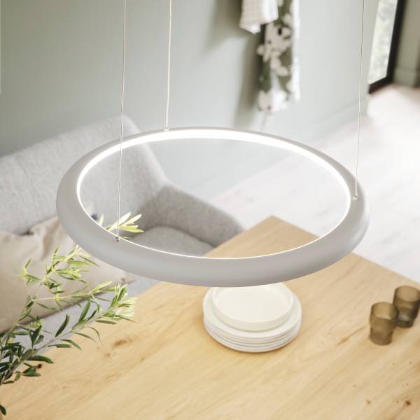 LED-Pendelleuchte Quillo - Acrylglas / Eisen - 1-flammig - Beige