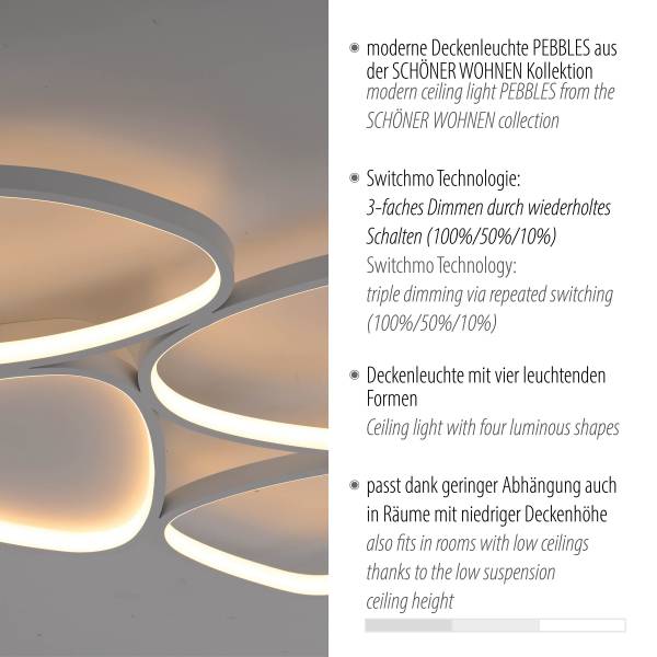 LED-Deckenleuchte Pebbles Typ A - PVC / Eisen - 1-flammig