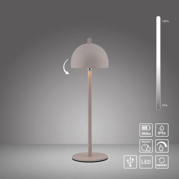LED-Tischleuchte Bellis - ABS / Aluminium - 1-flammig - Beige