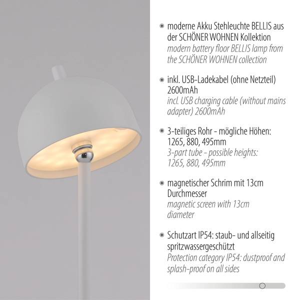 LED-Stehleuchte Bellis - ABS / Aluminium - 1-flammig - Weiß
