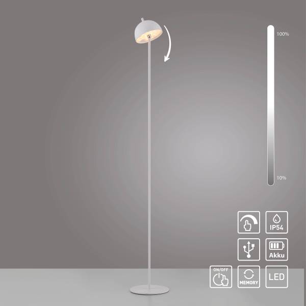 LED-Stehleuchte Bellis - ABS / Aluminium - 1-flammig - Weiß