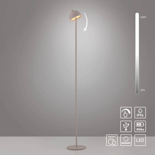 LED-Stehleuchte Bellis - ABS / Aluminium - 1-flammig - Beige