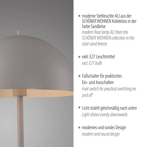 Stehleuchte Ali - Eisen - 1-flammig - Beige