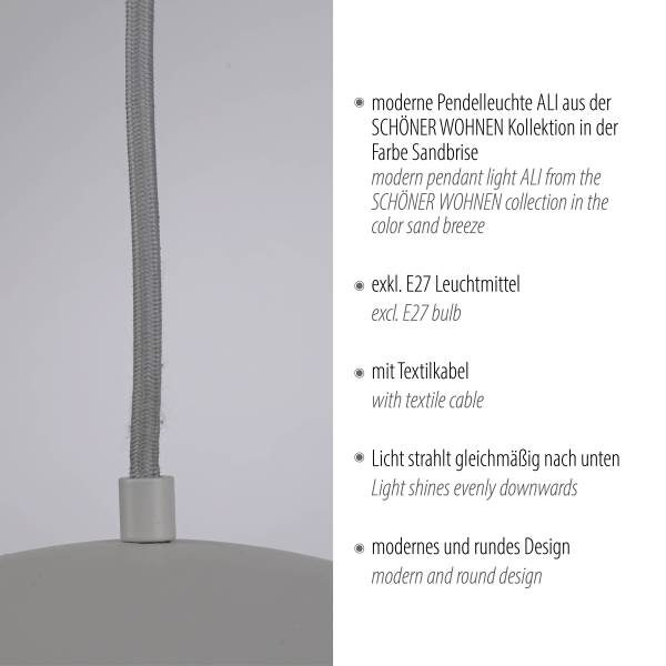 Pendelleuchte Ali - Eisen - 1-flammig - Beige