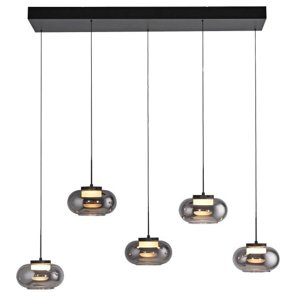 LED-Pendelleuchte Sia - Rauchglas / Eisen - Flammenanzahl: 5